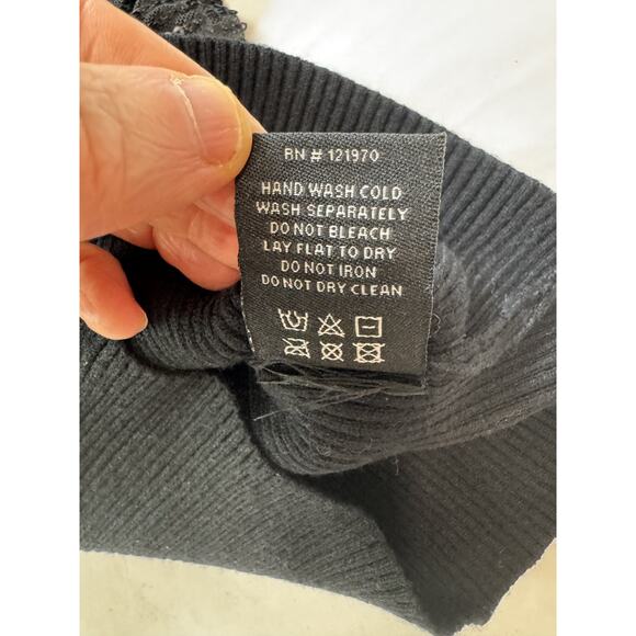 EUC Cache Ruffle Sequin Sweater Ribbed Fairy Lace Gothic Whimsigoth Black XXS - Picture 9 of 9